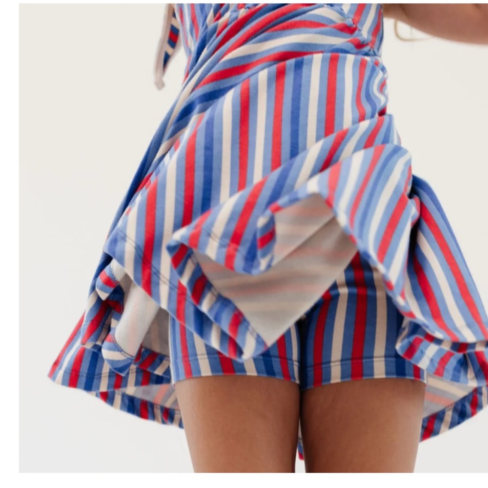Alice + Ames Bow Tank Ballet Dress AND Cartwheel Short Blue White Red Stripes 4T - Picture 4 of 6